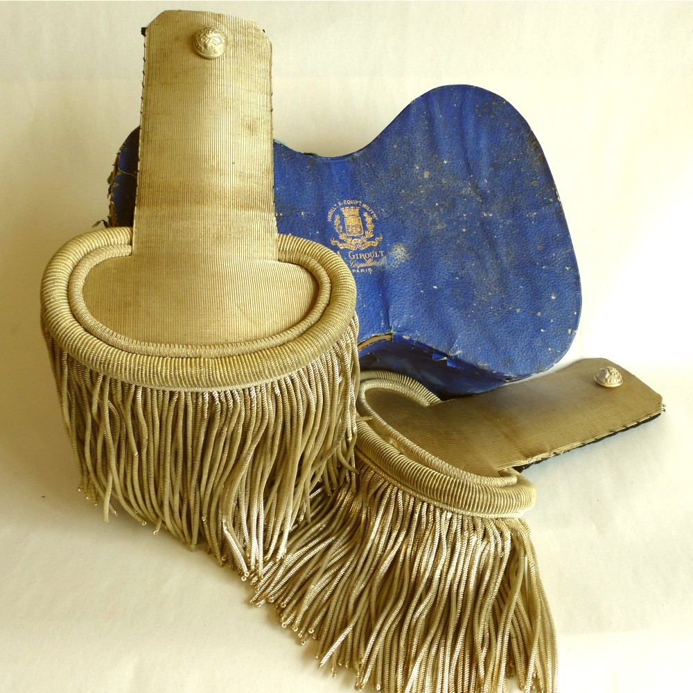 Antique-French-officer-epaulettes-silvered-bullion-passementerie