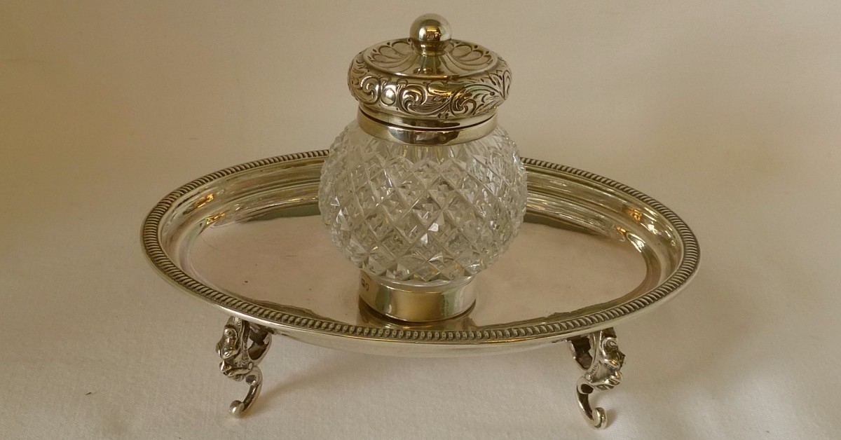 Antique-silver-inkwell-Mappin and Webb